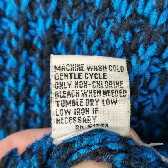 Kenneth Cole NY Women's M Wool-Blend Blue & Black Knit Cardigan, 3-Button Retro - Picture 6 of 6